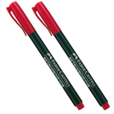 Imagem de Caneta Retroprojetor 10MM Ponta Média Vermelha - Caixa com 12 - Faber 