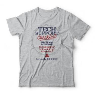 Imagem de Camiseta Tech Support Checklist - Studio Geek, P, Mescla cinza