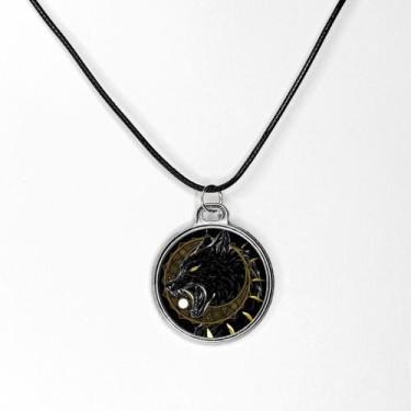 Imagem de Colar pingente amuleto redondo arquetipo lobo proteção - RELIKARIU