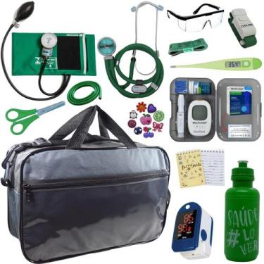 Imagem de Kit Bolsa Cores Aparelho de Pressao Esfigmomanometro Estetoscópio Medi