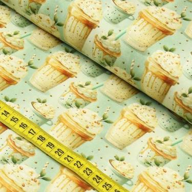 Imagem de Tecido Estampado Para Patchwork - Love Coffe : Frapê (0,50x1,50) - Fab