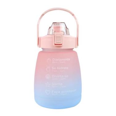 Imagem de Garrafa de plástico redonda com canudo e alça 1200ml - FWB, Rosa