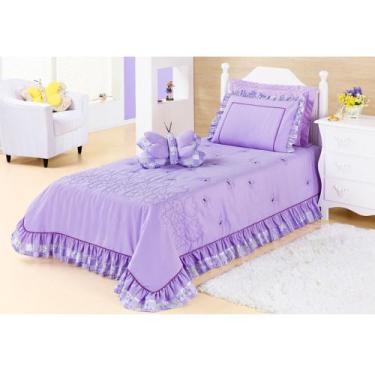 Imagem de Cobre Leito Solteiro Infantil 3 Peças Com Bordado Jardine - EMPÓRIO DO