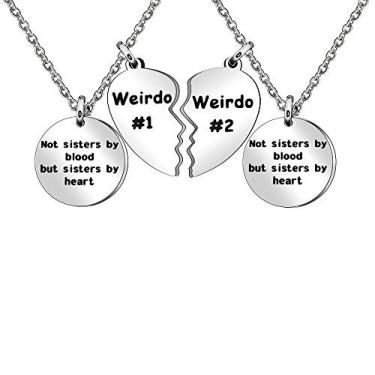 Imagem de Colar de presente Best Friends, 2 peças de pingente de coração ajustável lado a lado ou Miles Apart Best Friends are Always Close at Heart Friendship Jewelry Large Prata