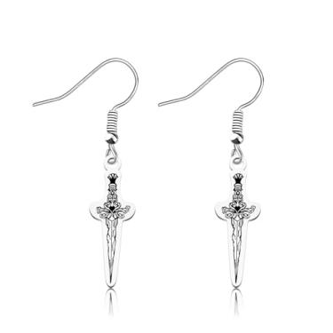 Imagem de OKEYCH Brinco de adaga inspirado em livros, romance, fã de livros, joias, clube, presente, livros, cosplay, merchandising, Metal, Liga metálica.