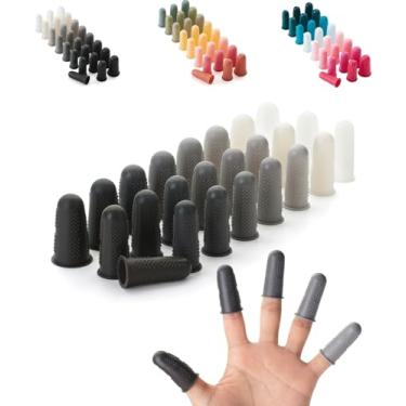 Imagem de Mr. Pen - Protetores de dedo para pistola de cola quente, 24 peças, tons preto e branco, protetores de dedo de silicone, pontas de dedos de borracha, protetores de dedo de borracha, prendedor de dedo