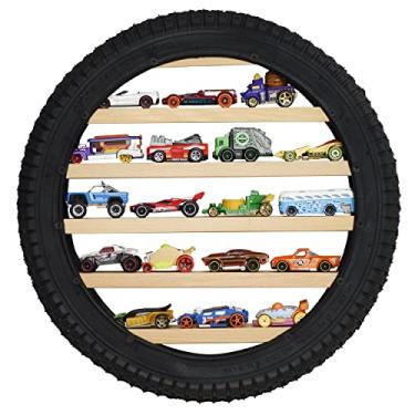 Imagem de Tapeera Suporte para exibição de carro modelo – organizador de carros de brinquedo para exibição de parede – comporta até 18 carrinhos de ferro colecionáveis – Compatível com Hot Wheels Matchbox – Diâmetro da roda 40,64 cm