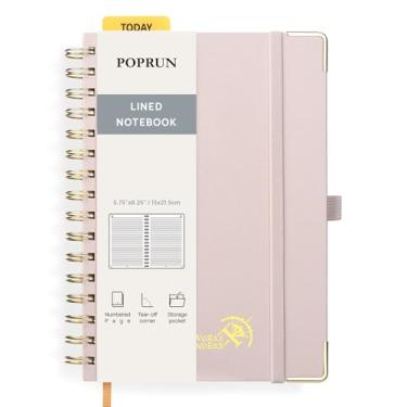 Imagem de POPRUN Caderno de diário espiral forrado, [A5-14,75" x 21,5 cm] - Papel grosso de 120 g/m², 141 páginas numeradas, caderno pautado universitário para homens e mulheres com bolso, abas de índice, 8