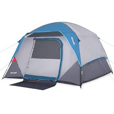 Imagem de Barraca de acampamento, barraca para acampamento, barraca de acampamento fácil de montar para 4 pessoas e 6 pessoas para caminhadas, mochilão, viagem ao ar livre, azul claro, 90 cm (C) x 2 m (L) x 147