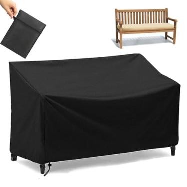 Imagem de SXAOZYRS Capa de banco à prova d'água, 2 lugares, capa de banco de pátio, móveis de pátio ao ar livre, capa de sofá de jardim, adequada para assentos de 2 lugares, banco de jardim de metal e madeira,