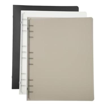 Imagem de PATIKIL Capa para fichário B5, 3 peças de PP 9 anéis, protetor de fichário de folhas soltas, capa de fichário de anel redondo, recarregável, fichário fosco espesso para pasta de caderno de reuniões,