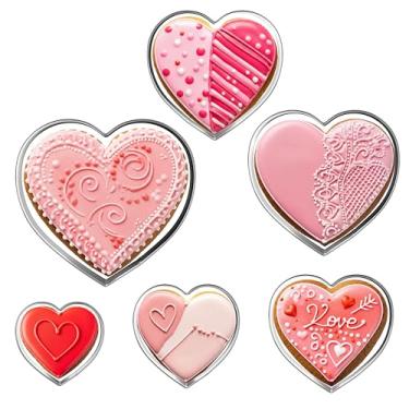 Imagem de Bakerpan Conjunto de corações de cortador de biscoito de aço inoxidável com 6 tamanhos