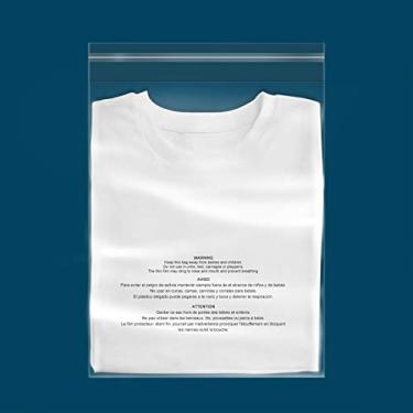 Imagem de 200 peças – 35,5 cm x 50,8 cm, aviso de sufocação, sacos de plástico transparente de poliéster, 1,6 mm para roupas, camisetas, calças - cola que pode ser fechada