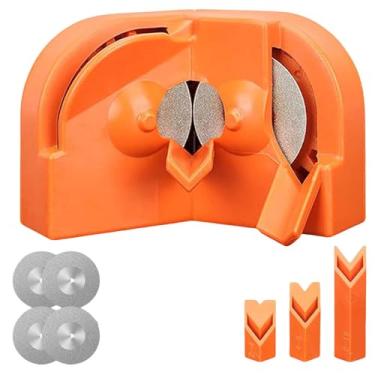 Imagem de Afiador de brocas multiuso, afiador de facas de impacto elétrico, polimento descartável de dupla face para todas as brocas, laranja com 4 rodas