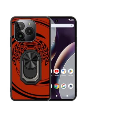 Imagem de Futanwei Capa para celular Bold K10 BLU Bold K10 2024 [design de padrão geométrico] [leve] capa de telefone fina [suporte de dedo com anel embutido] capa protetora à prova de choque, vermelha