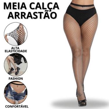 Imagem de Meia Calça Arrastão Trama Média Rede Gótica Carnaval - Mia Utilidades,