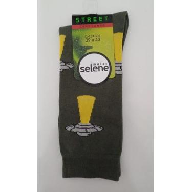 Imagem de Meia Street com Estampa Divertida Cano Longo Selene 4955, Verde milita