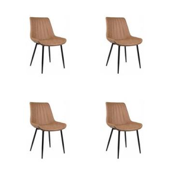 Imagem de Kit 4 Cadeiras Jantar Tânia Caramelo Tecido Rivatti