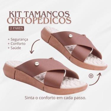 Imagem de Kit 2 Pares Tamanco Feminino Chinelo Para Esporão Leve Macio - Uniflex