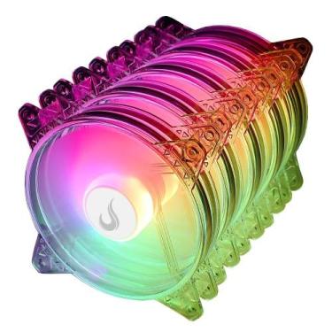 Imagem de Kit 5 Cooler Fan Rise Mode Crystal Sound 120mm ARGB Transparente - RM-