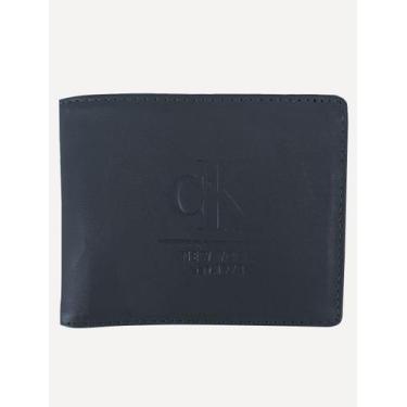 Imagem de Carteira Calvin Klein Jeans Couro CKJ New York Azul Marinho, UN
