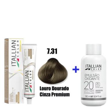 Imagem de Kit Coloração Itallian Premium 60g Louro Dourado Cinza 7.31 + Emulsão 
