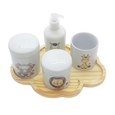 Imagem de Kit higiene bebê 5 peças Safari Bdj Nuvem c/ porta pente - Antilope De