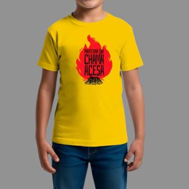 Imagem de Camisetas Infatil Básica Casual Confortável Gola Redonda Chama Acessa 