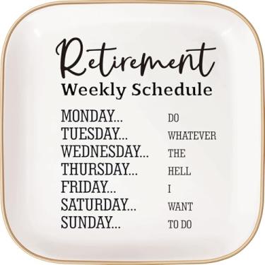 Imagem de Melhores presentes de aposentadoria para mulheres – bandeja de joias, presentes de aposentadoria humorísticos para mãe, tia, amiga, colegas de trabalho – Prato exclusivo de anel de aposentadoria,
