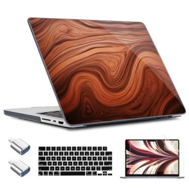 Imagem de TWOLSKOO Capa para M3 MacBook Pro de 14 polegadas 2024 2023 2021 A2918 A2992 A2779 M2 A2442 M1 Pro Max Chip, capa rígida de plástico, capa de teclado e adaptador tipo C e protetor de tela, grão de