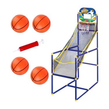 Imagem de Aymzbd Jogo de basquete de arcade Conjunto de esportes ao ar livre de arcade jogam aro de basquete e bolas para meninos, com 4 Bolas