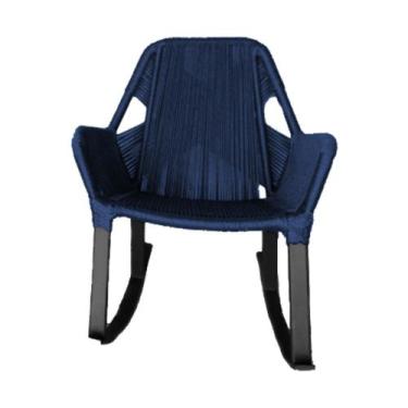 Imagem de Cadeira de Balanço Athenas Corda Náutica Base em Alumínio Preto/azul M