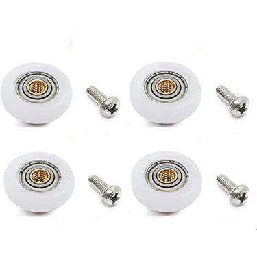 Imagem de Rolos de porta de chuveiro rodas de liga metálica para a panela de banheiro polias de porta deslizante de vidro, peças de reposição, forte capacidade de carga ultra-silenciosa (opção A, diâmetro 19