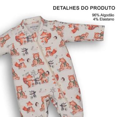 Imagem de Macacão Molecotton Bebê Menino Estampa Raposas Marfim Upi Uli, P