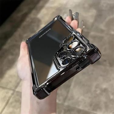 Imagem de HPQWN Para S24 Ultra Luxury Plating Armor Clear Case Capa protetora à prova de choque (para S24 Ultra/preto)