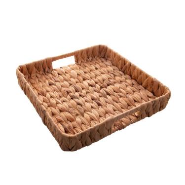 Imagem de Bandeja Quadrada em Fibra Natural Com Alça 30cm Lyor