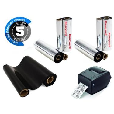 Imagem de Kit 05 unidades Ribbon de Cera Honeywell 110mm X 30 Metros Original - 