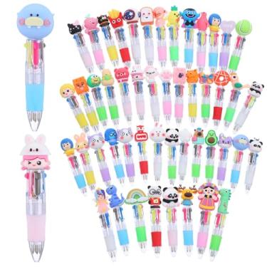 Imagem de Molain Canetas esferográficas multicoloridas – pacote com 50 canetas fofas com personagens de desenhos animados, canetas multicoloridas perfeitas para presentes para crianças, materiais escolares e