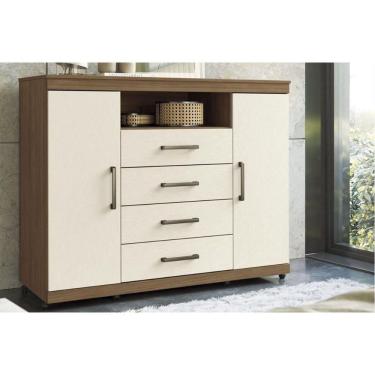 Imagem de Cômoda De Quarto Master com 2 Portas 1 Nicho E 4 Gavetas com Rodízio Jatoba-areia Santos Andirá