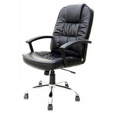 Imagem de Cadeira Giratória Baixa Viseu Revestida em Poliuretano Preto Base Rodízio Nylon