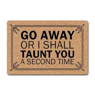 Imagem de Capacho divertido Go Away - Tapete de boas-vindas de borracha antiderrapante de 60 x 40 cm para porta da frente, tapete de entrada com design bem-humorado - uso interno/externo durável