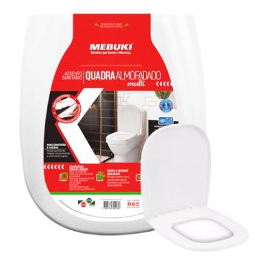 Imagem de Tampa de Vaso Assento Almofadado Retangular Compativel Com Bacia Nexo Roca 1.6gpf 6.0lpf (Branco)