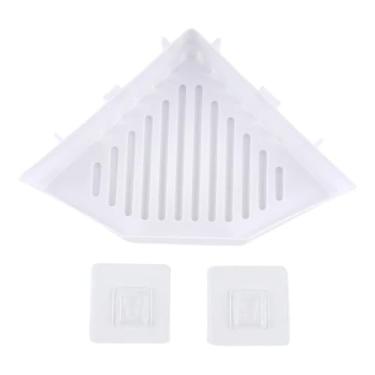 Imagem de Organizador de prateleira de banheiro triangular, cesta de armazenamento de gel de xampu, suporte de canto de chuveiro, acessório de plástico, branco, 27 cm