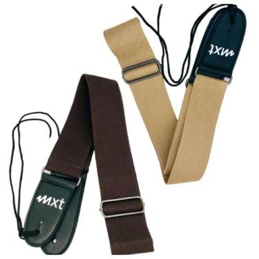 Imagem de Kit 2 Alça Correia Talabarte Bege e Marrom Violão Guitarra - MXT
