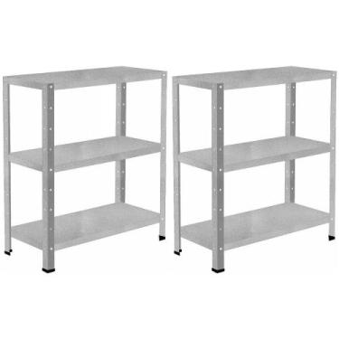 Imagem de 2 Estante De Aço Reforçada 3 Prateleiras 60cm Armário Multiuso Para Es