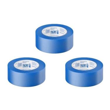 Imagem de Kit 3 Fita Crepe Azul Mascaramento Pintura 48Mm X 50M Tigre