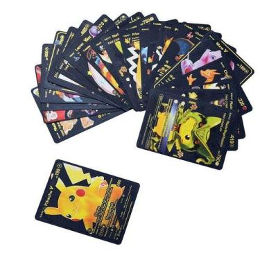 Imagem de Kit 55 Cartas Pokemon Folha Black Edicao Limitada preta - DROPMILU