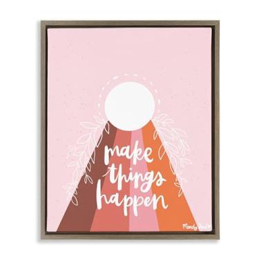 Imagem de Stupell Industries Minimal Make Things Happen arte de parede em tela flutuante marrom emoldurada, design por Mandy Ford Art + Ilustração, 17 x 21
