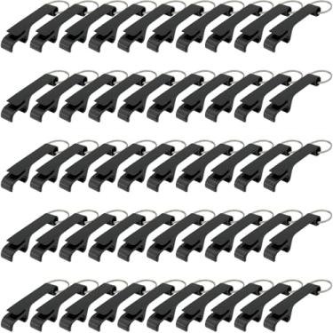 Imagem de ZHANGBY Pacote com 50 chaveiro abridor de garrafas de metal a granel, abridor portátil de cerveja e refrigerante (preto)