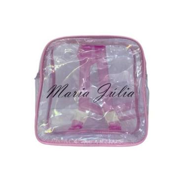 Imagem de MINI mochila infaltil PERSONALIZADA ROSA e transparente escola viagem 